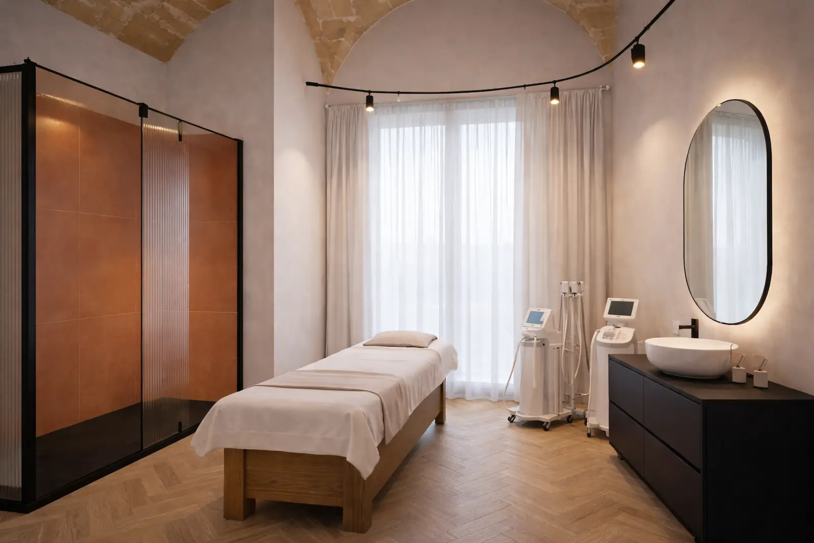 Cabina del centro con atmosfera raccolta e ordinata.